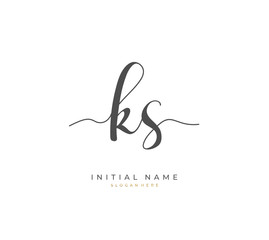 Handwritten letter K S KS for identity and logo. Vector logo template with handwriting and signature style.