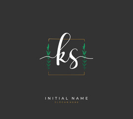 Handwritten letter K S KS for identity and logo. Vector logo template with handwriting and signature style.