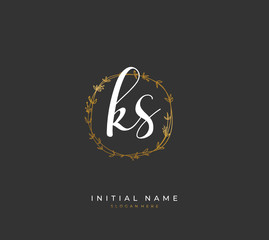 Handwritten letter K S KS for identity and logo. Vector logo template with handwriting and signature style.
