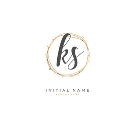 Handwritten letter K S KS for identity and logo. Vector logo template with handwriting and signature style.