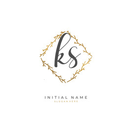 Handwritten letter K S KS for identity and logo. Vector logo template with handwriting and signature style.