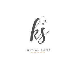 Handwritten letter K S KS for identity and logo. Vector logo template with handwriting and signature style.