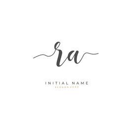 Handwritten letter R A RA for identity and logo. Vector logo template with handwriting and signature style.
