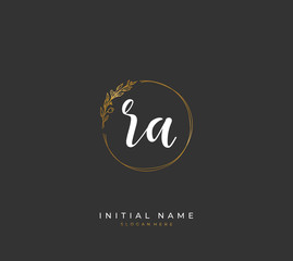 Handwritten letter R A RA for identity and logo. Vector logo template with handwriting and signature style.