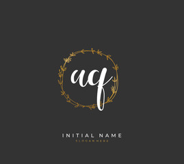 Handwritten letter A Q AQ for identity and logo. Vector logo template with handwriting and signature style.