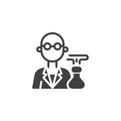 Chemistry teacher profession avatar vector icon. filled flat sign for mobile concept and web design. Laboratory scientist work with chemical flask glyph icon. Symbol logo illustration. Vector graphics