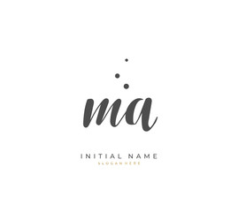 Handwritten letter M A MA for identity and logo. Vector logo template with handwriting and signature style.
