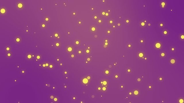 Magical purple background with animated sparkling yellow particle lights.