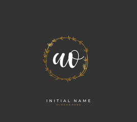 Fototapeta premium Handwritten letter A O AO for identity and logo. Vector logo template with handwriting and signature style.