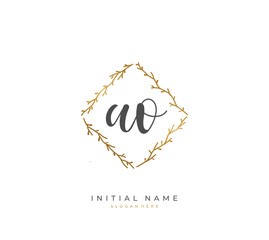 Handwritten letter A O AO for identity and logo. Vector logo template with handwriting and signature style.
