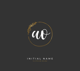Handwritten letter A O AO for identity and logo. Vector logo template with handwriting and signature style.