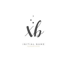 Handwritten letter X B XB for identity and logo. Vector logo template with handwriting and signature style.