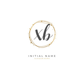 Handwritten letter X B XB for identity and logo. Vector logo template with handwriting and signature style.