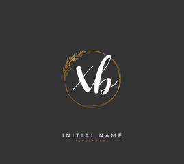 Handwritten letter X B XB for identity and logo. Vector logo template with handwriting and signature style.