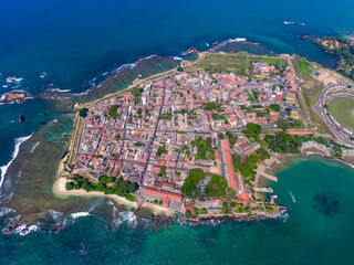 Galle Dutch Fort. Galle Fort, Sri Lanka, as seen from the air. Galle Fort in Bay of Galle on...