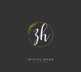 Handwritten letter Z H ZH for identity and logo. Vector logo template with handwriting and signature style.