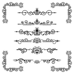 Obraz premium Text separator decoratice typography ornament design elements vintage dividing shapes Border illustration