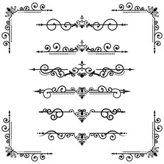 Obraz premium Text separator decoratice typography ornament design elements vintage dividing shapes Border illustration