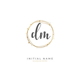 Handwritten letter D M DM for identity and logo. Vector logo template with handwriting and signature style.