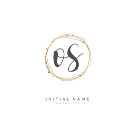 Handwritten letter O S OS for identity and logo. Vector logo template with handwriting and signature style.