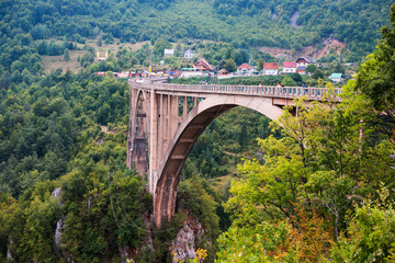 Durdevica Tara arc bridge in the mountains of Montenegro. One of the highest automobile bridges in Europe.