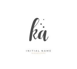 Handwritten letter K A KA for identity and logo. Vector logo template with handwriting and signature style.