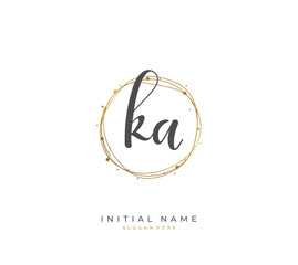 Handwritten letter K A KA for identity and logo. Vector logo template with handwriting and signature style.