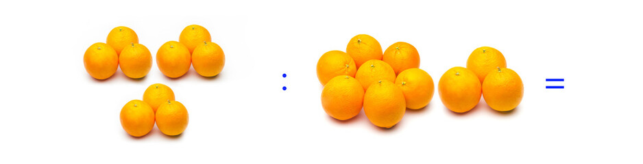 division  simple entre naranjas, c;alculo matematico sencillo