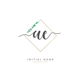Handwritten letter A E AE for identity and logo. Vector logo template with handwriting and signature style.