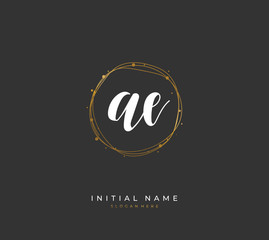 Fototapeta premium Handwritten letter A E AE for identity and logo. Vector logo template with handwriting and signature style.