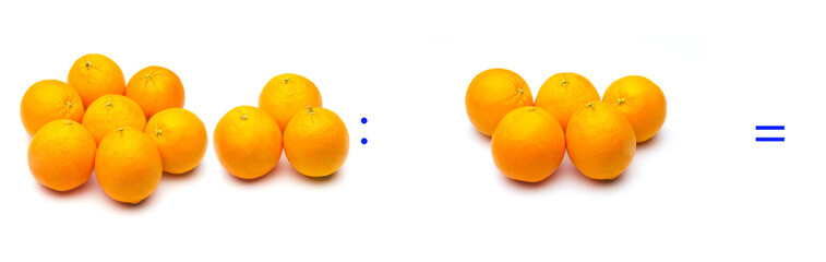 division  simple entre naranjas, c;alculo matematico sencillo