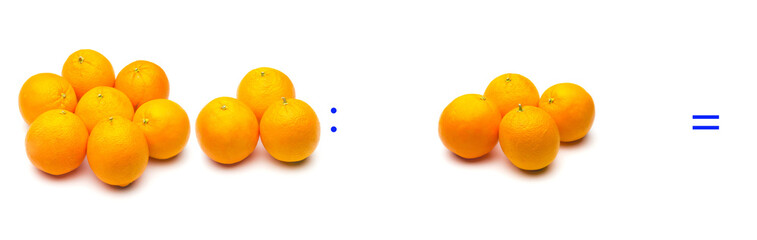 division  simple entre naranjas, c;alculo matematico sencilloranges