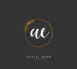 Obraz premium Handwritten letter A E AE for identity and logo. Vector logo template with handwriting and signature style.
