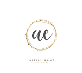 Handwritten letter A E AE for identity and logo. Vector logo template with handwriting and signature style.