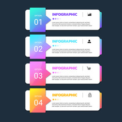 Colorful Infographics template 5 steps with rectangle banner.
