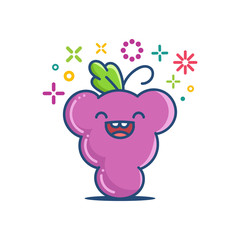 kawaii smiling grape emoticon cartoon illustration