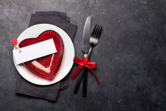 Valentines day or romantic dinner table setting