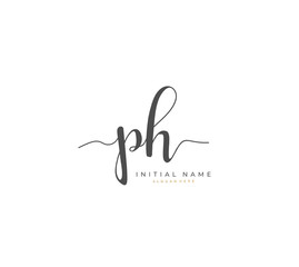 Handwritten letter P H PH for identity and logo. Vector logo template with handwriting and signature style.