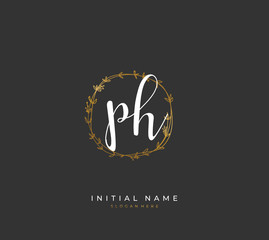 Handwritten letter P H PH for identity and logo. Vector logo template with handwriting and signature style.