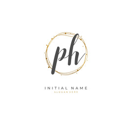 Handwritten letter P H PH for identity and logo. Vector logo template with handwriting and signature style.