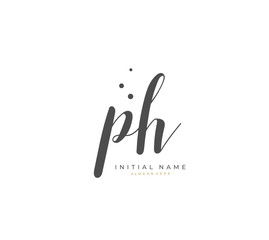 Fototapeta na wymiar Handwritten letter P H PH for identity and logo. Vector logo template with handwriting and signature style.