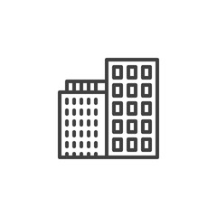 Town house buildings line icon. linear style sign for mobile concept and web design. City buildings architecture outline vector icon. Symbol, logo illustration. Vector graphics