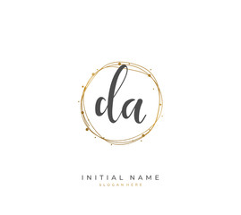 Handwritten letter D A DA for identity and logo. Vector logo template with handwriting and signature style.