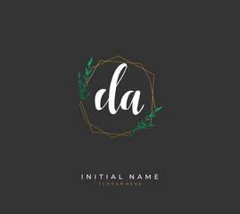 Handwritten letter D A DA for identity and logo. Vector logo template with handwriting and signature style.
