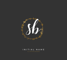 Handwritten letter S B SB for identity and logo. Vector logo template with handwriting and signature style.