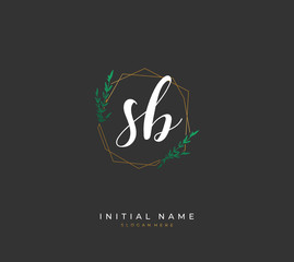 Handwritten letter S B SB for identity and logo. Vector logo template with handwriting and signature style.
