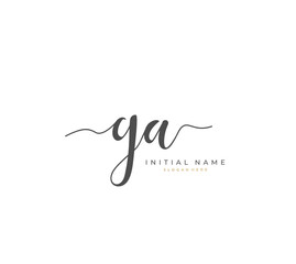 Handwritten letter G A GA for identity and logo. Vector logo template with handwriting and signature style.