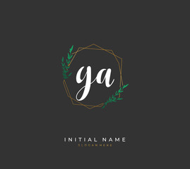 Handwritten letter G A GA for identity and logo. Vector logo template with handwriting and signature style.