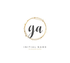 Handwritten letter G A GA for identity and logo. Vector logo template with handwriting and signature style.