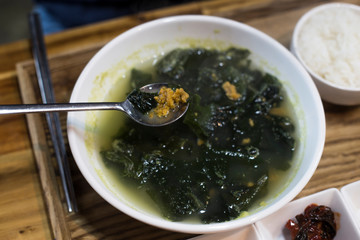 Korean cuisine, Miyeokguk seaweed soup. Sea urchin seaweed soup